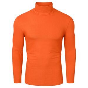 Orange Turtleneck Top Slim Fit Long Sleeve Pullover Turtle Neck Shirt